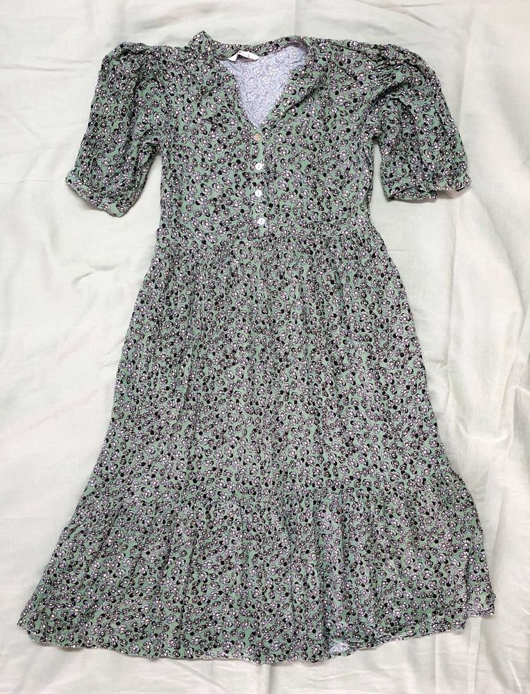 Floral Print Midi Dress with pockets