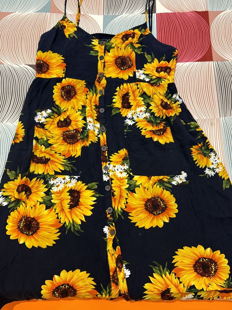 floral Print one Piece/button.slip Dress