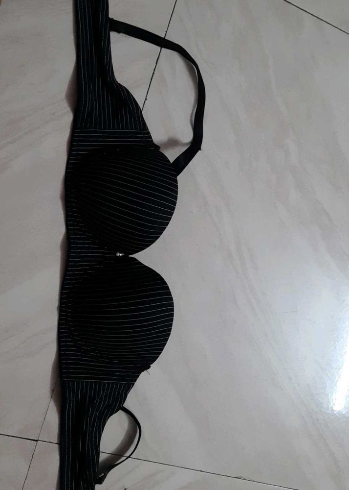 Pinstripe Black Bra