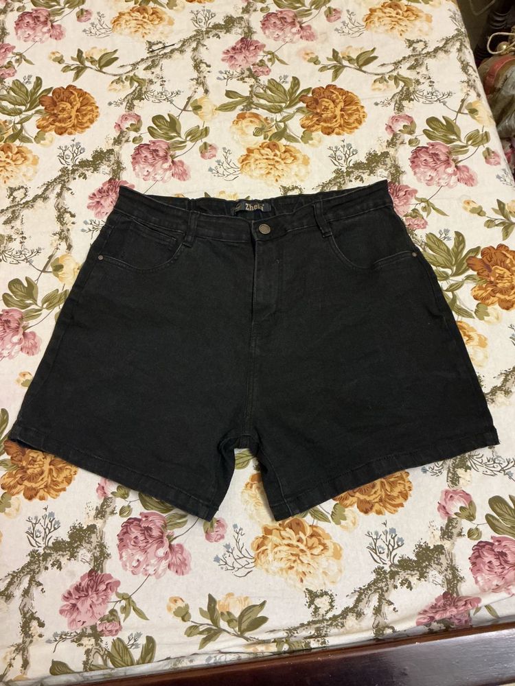 Unused Black Denim Shorts