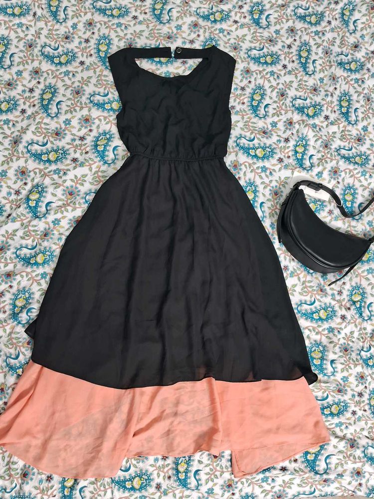 🍑Chic Black &amp; Peach Dress🍑