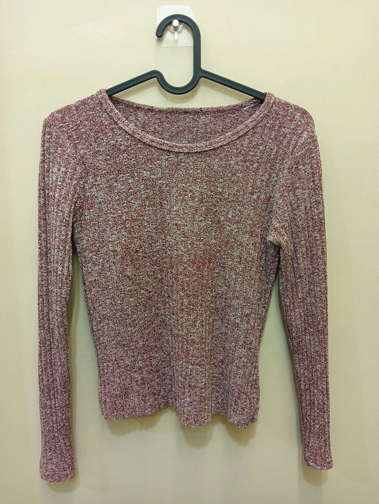 Ribbed Long Sleeve Knit Top