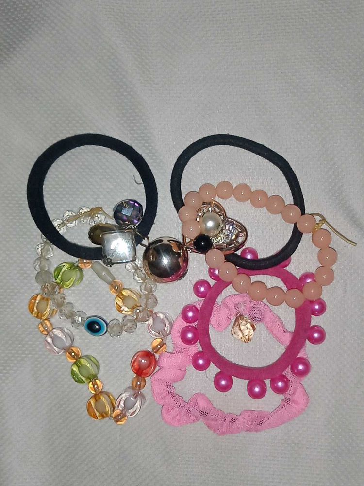 Charming Beaded Hair Ties &amp; Scrunchies Set