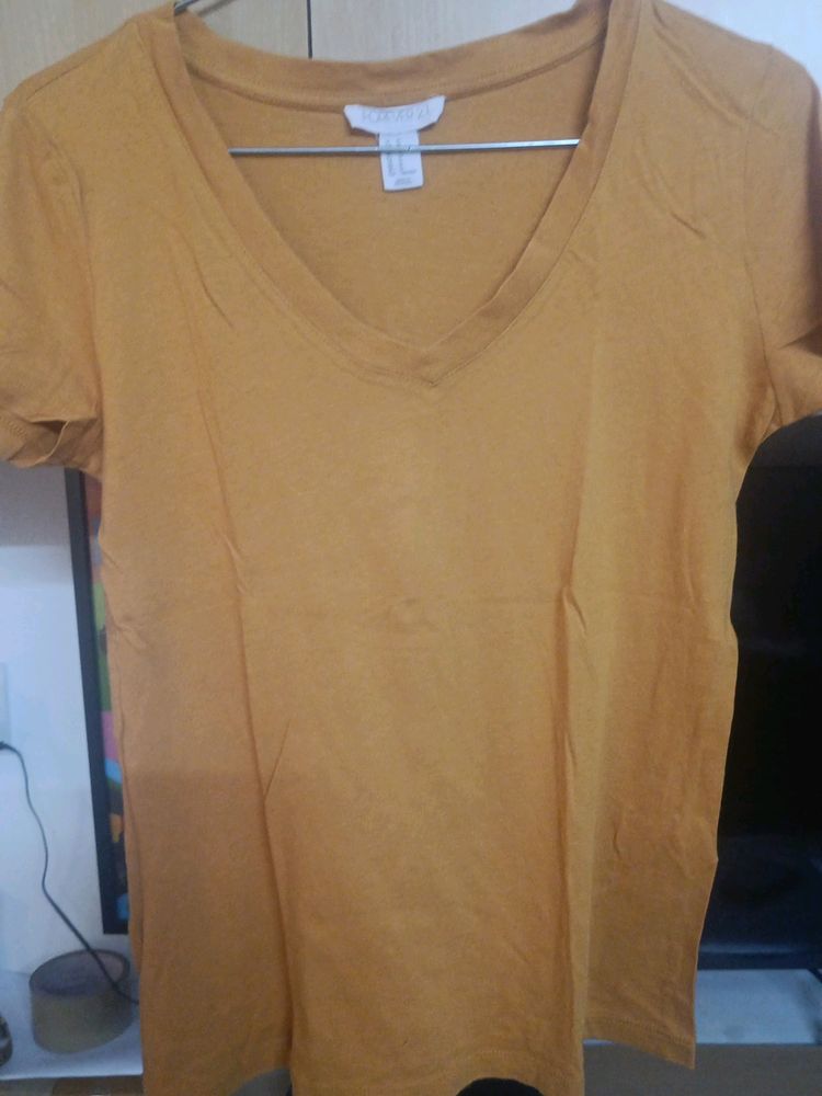 Forever 21 Mustard V-Neck Tee
