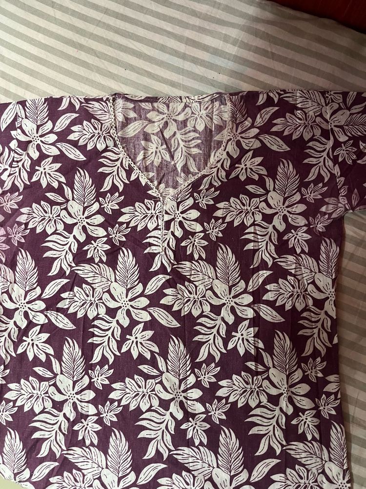 Floral Print Cotton Kurta