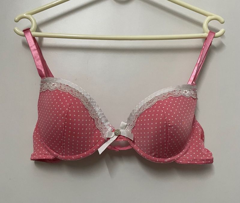 Pink Polka Dot Padded Underwire Bra