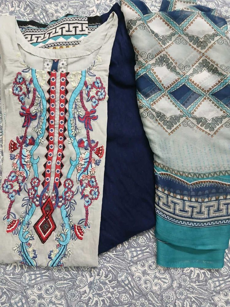 Embroidered Kurta Set with Dupatta