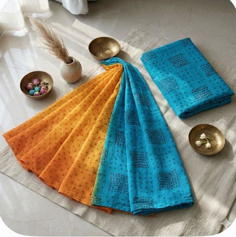 Lovely green and yellow bandheej Saree