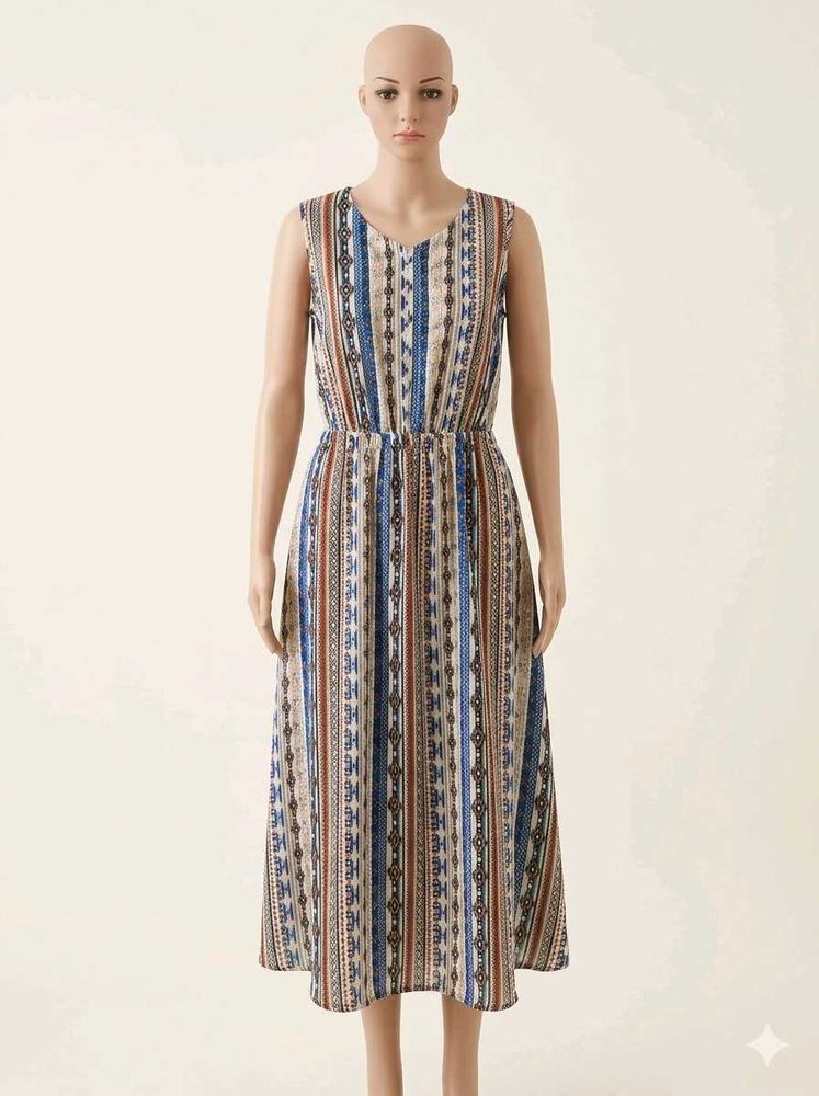 Boho Striped Sleeveless Maxi Dress