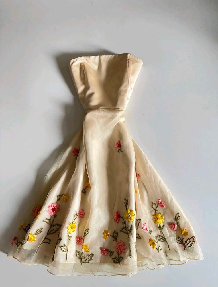 Charming Floral Strapless Dress