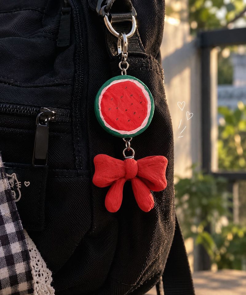 Watermelon &amp; Bow Keychain