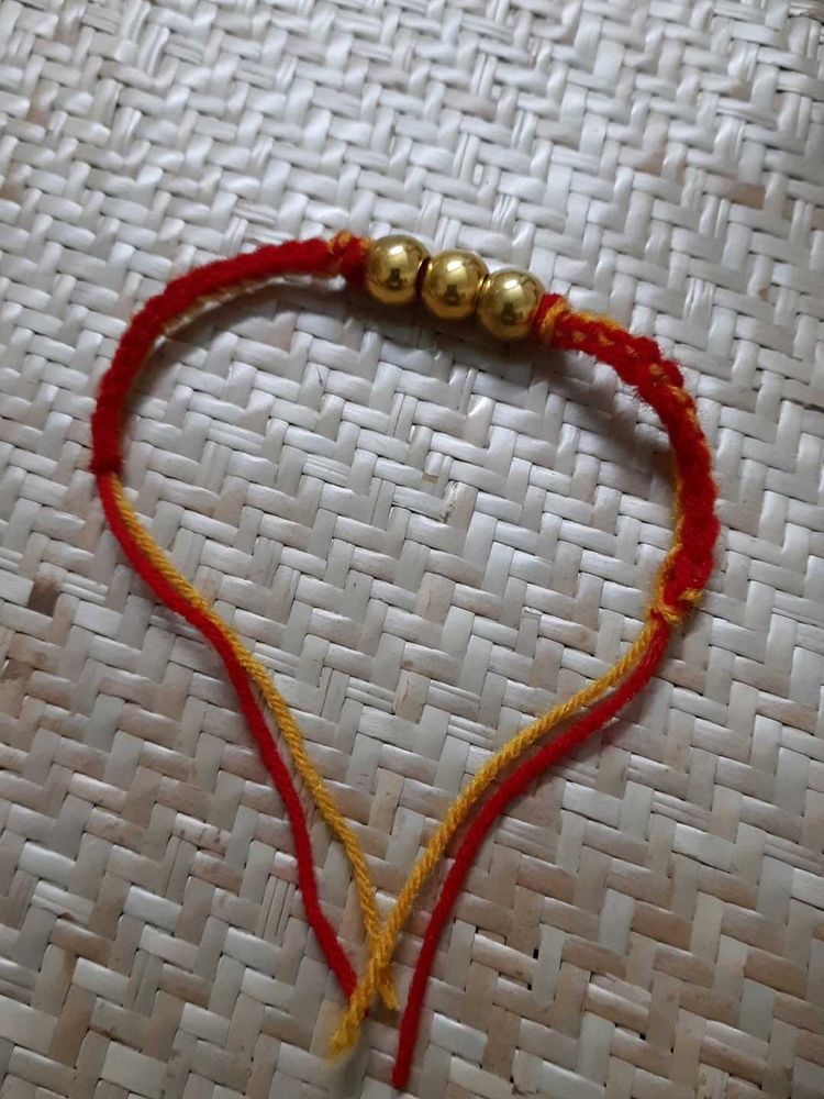 Rakhi // Red &amp; Gold Beaded Bracelet