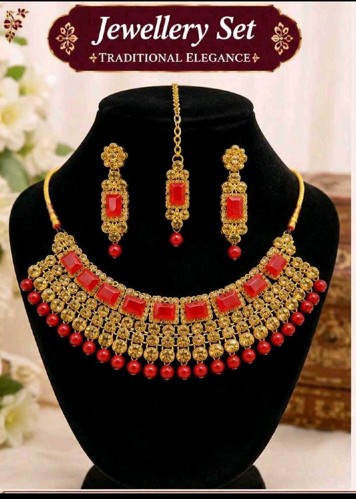 Traditional Red &amp; Gold Jewellery Set