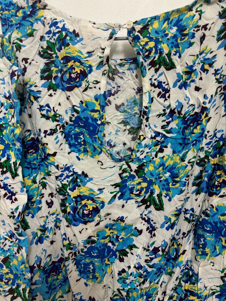 Floral Blue And White Play suit