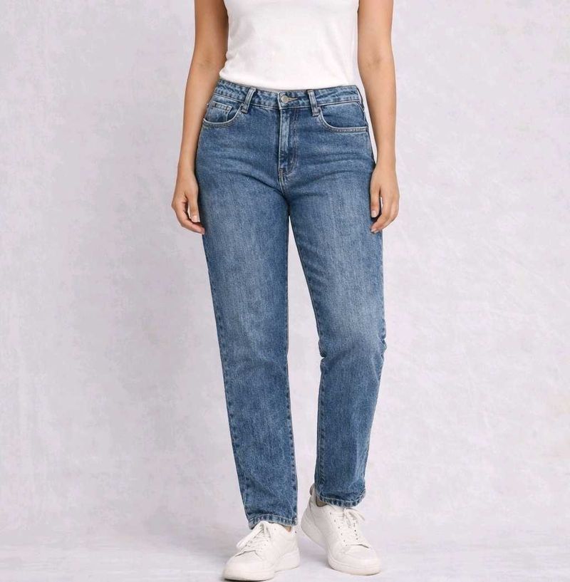Blue Wash Straight Leg Jeans