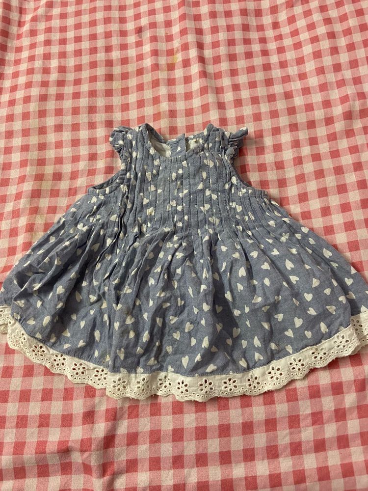 Baby Girl's Blue Heart Print Dress