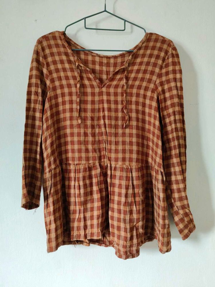Gingham Check Tunic Top