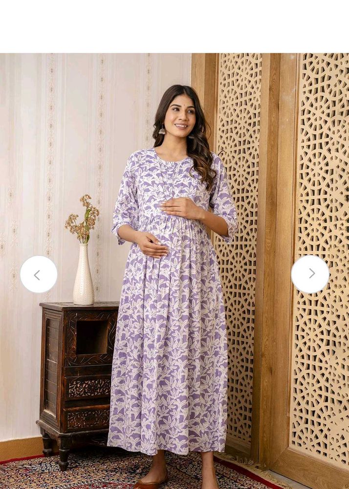 Elegant Floral Print Maternity Dress