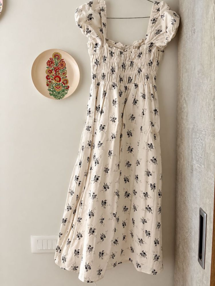 Floral Print Smocked Dress