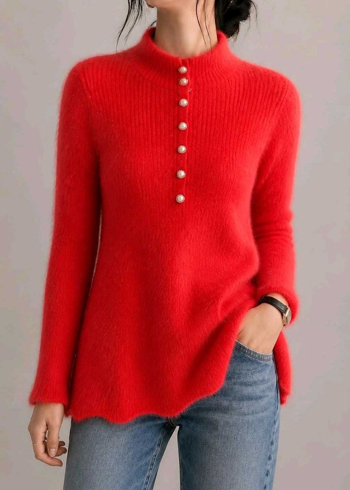 ✨Brand New !! Cozy Red Fuzzy Sweater