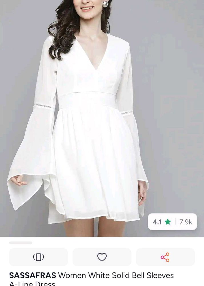 Elegant White Bell Sleeve A-Line Dress