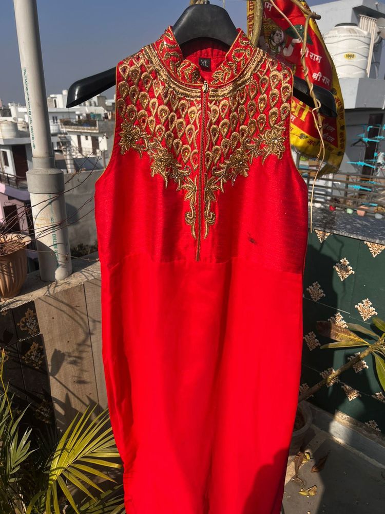 Elegant Red Embroidered Kurti.