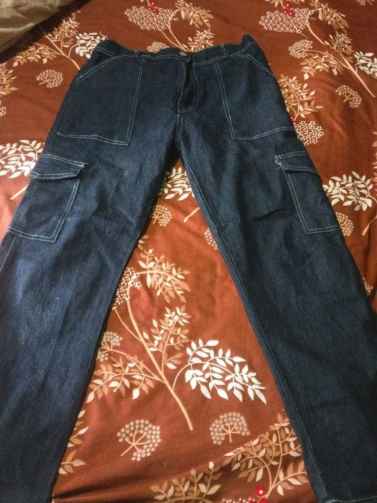 Dark Wash Cargo Jeans