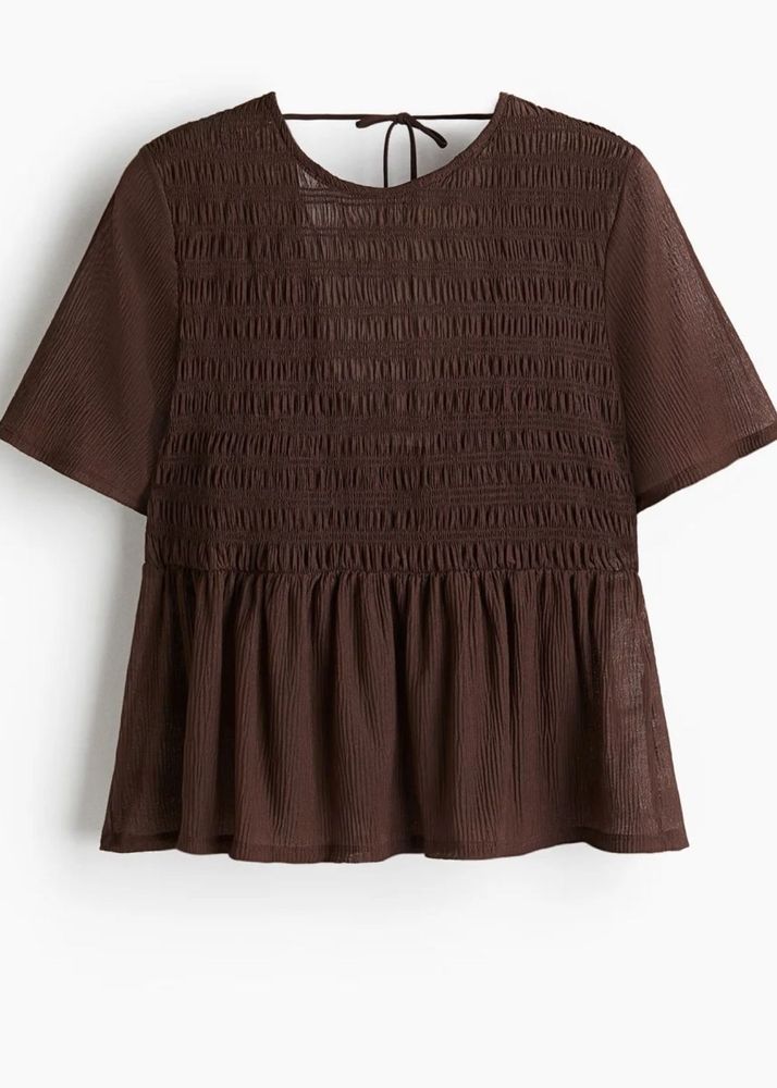 Brown Textured Peplum Top