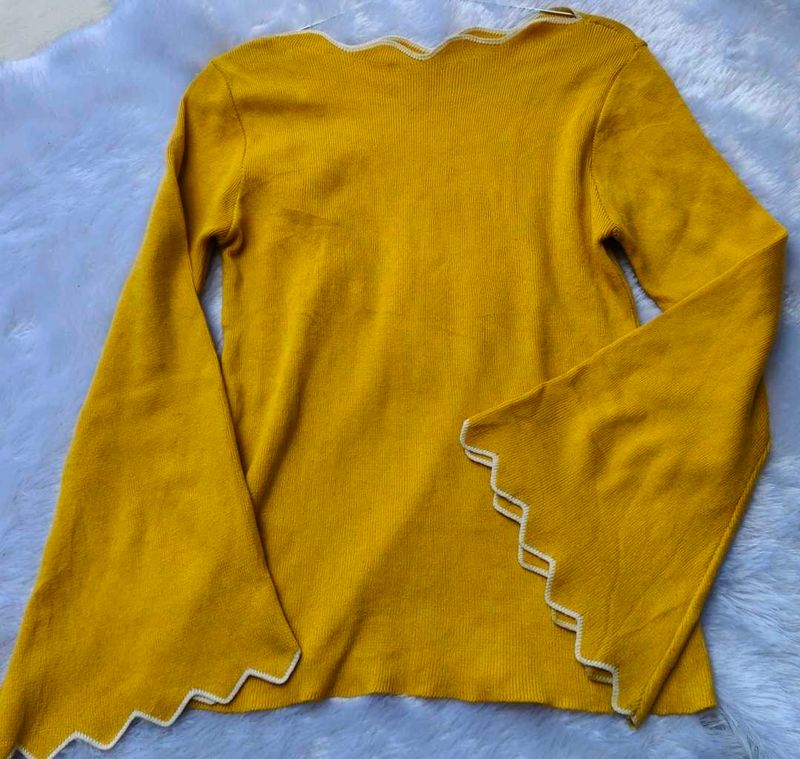 Mustard Yellow Flare Sleeve Top