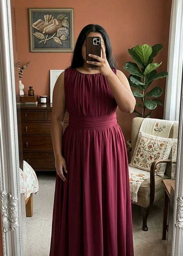 Elegant Maroon Flowy Maxi Dress
