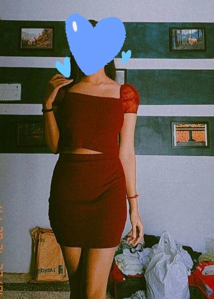 ♥️ Roadster Maroon Top &amp; Skirt