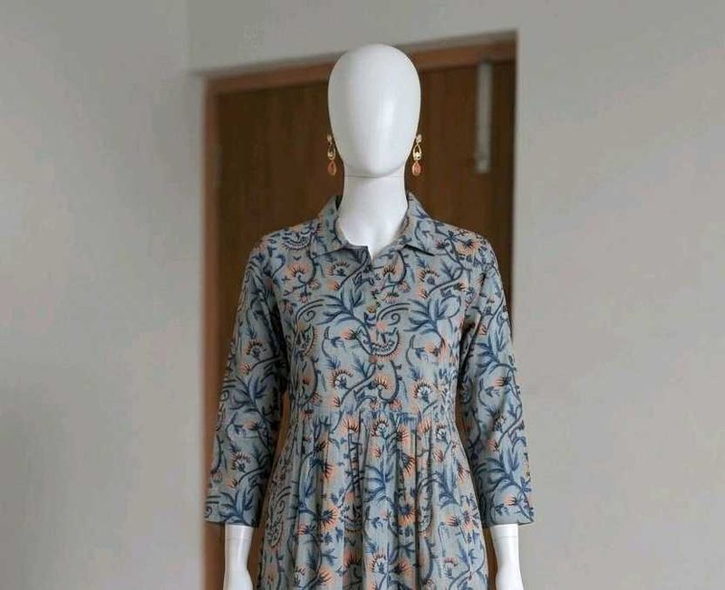 Blue Floral Print Kurta