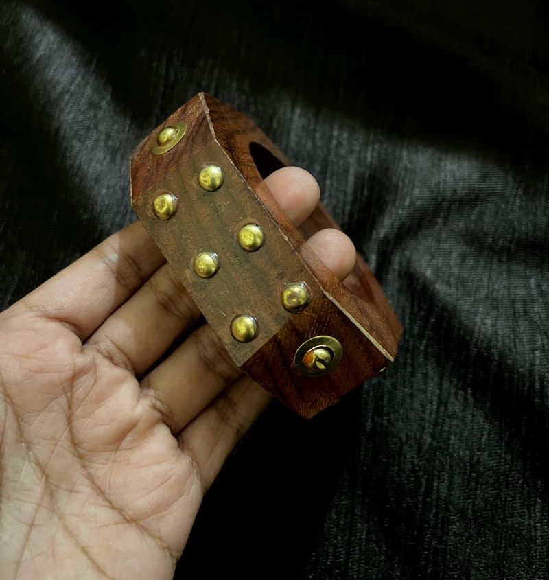 Unique Wooden Bangle with Brass Studs