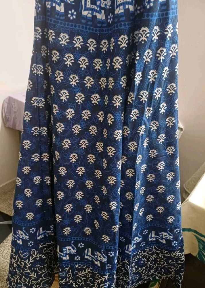 Bohemian Blue Elephant Print Skirt