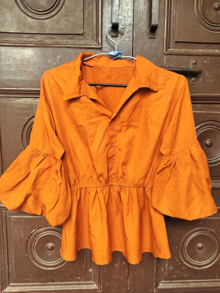 Orange Bell Sleeve Top