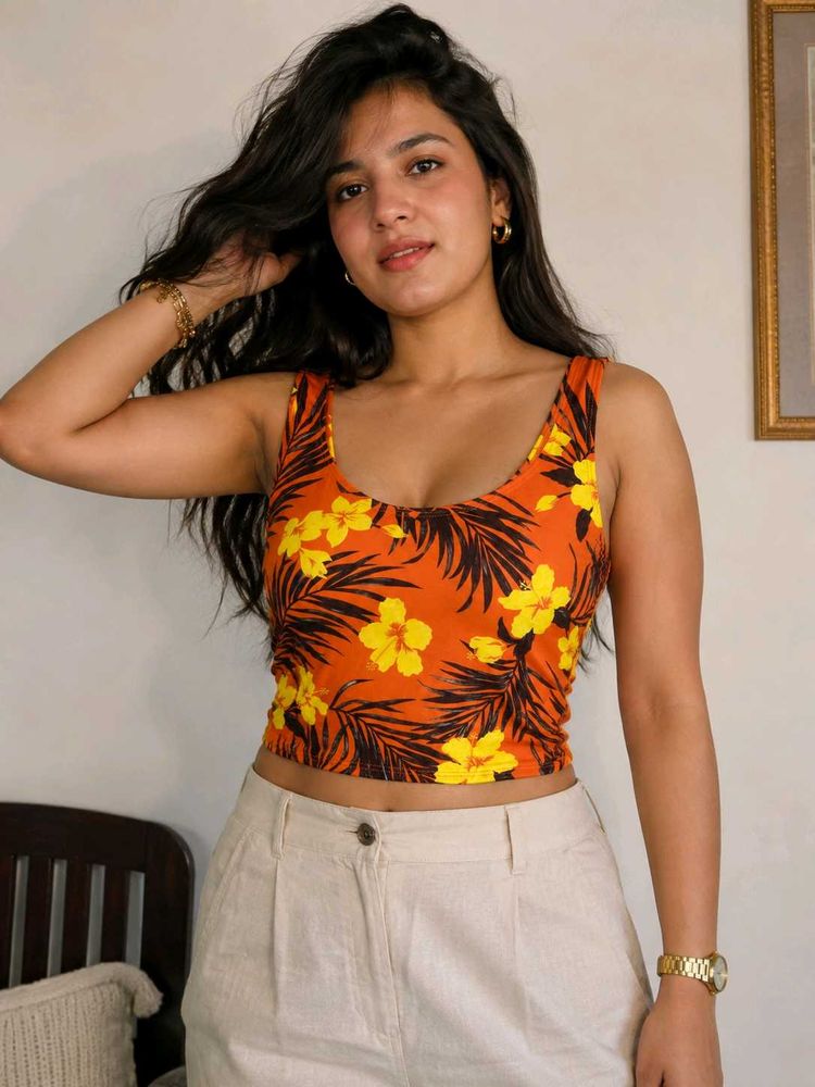 Orange tropical top 🧡 Padded