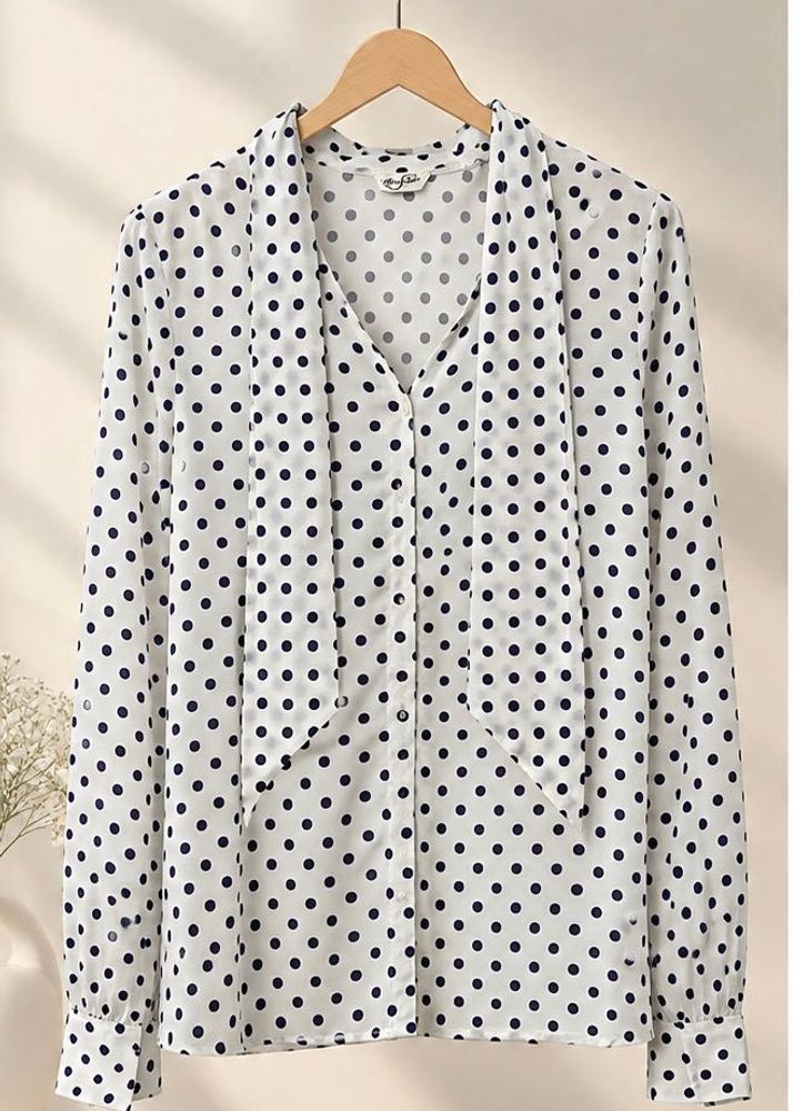 Chic Polka Dot Bow Blouse