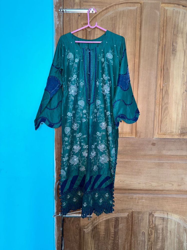 Designer Elegant Green Embroidered Kurta