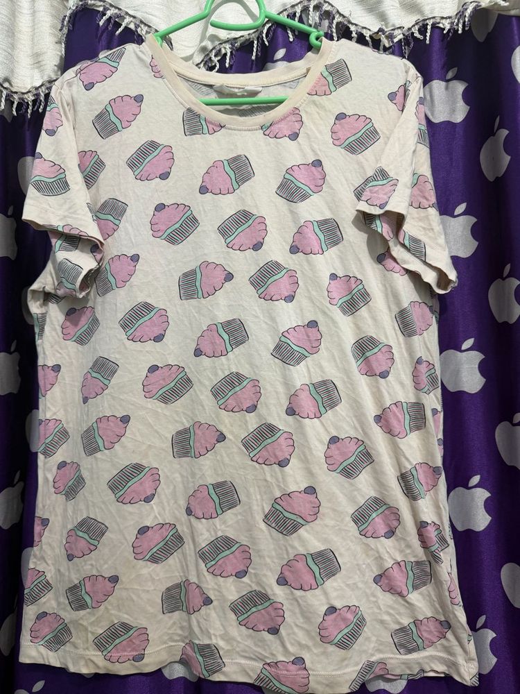 Cute Cupcake Print night suit