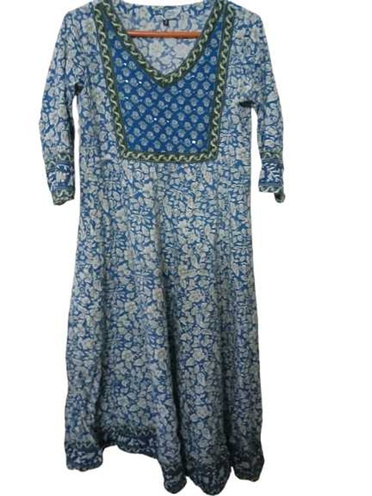 Blue Floral Print Kurta