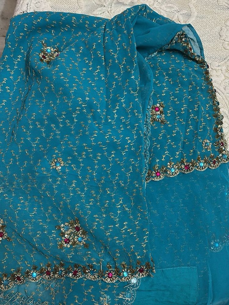 Elegant Teal Ethnic Saree