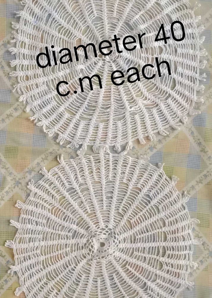 white crochet table cover knitted by thread
