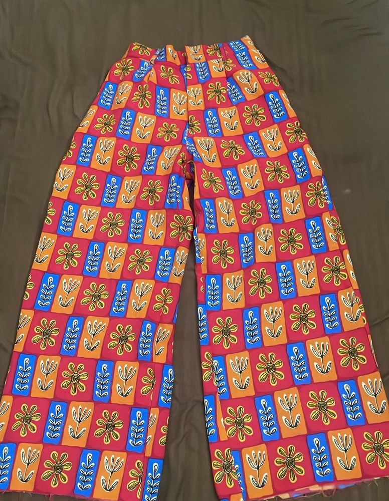 Colorful Floral Print Palazzo Pants