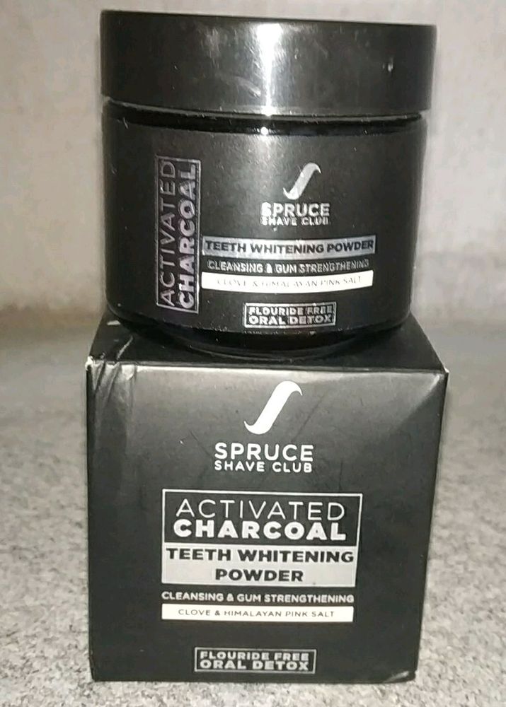 Spruce Shave Club Activated Charcoal Teeth Whitening Powder | Flouride Free | Enamel Safe Teeth Whitening Product | Spearmint &amp; Himalayan Pink Salt22%off