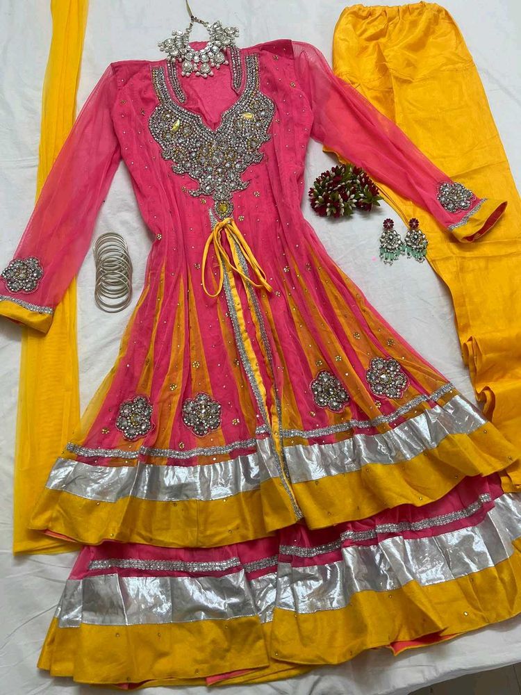 Beautiful Pink &amp; Yellow Pakistani Dress