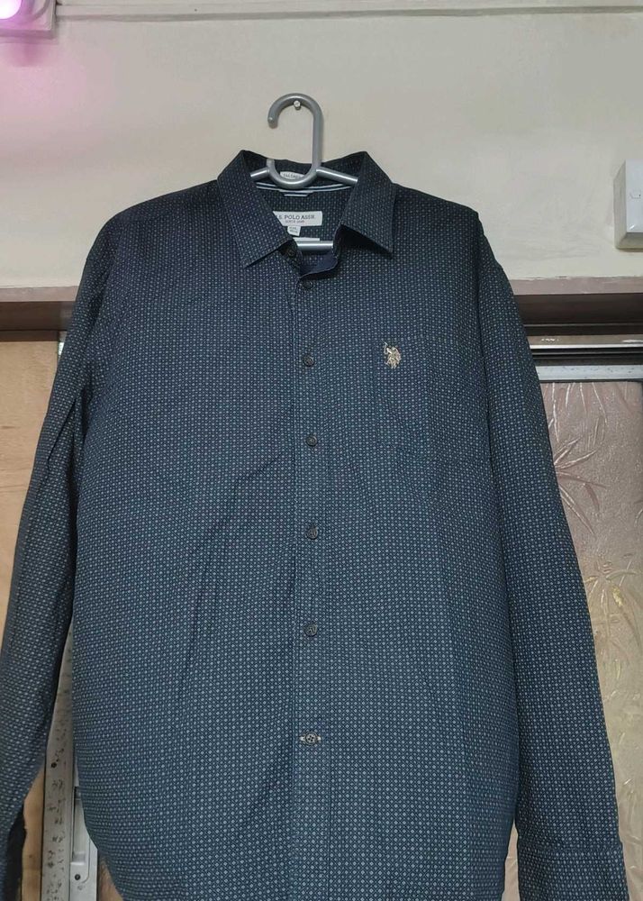 Us Polo Assn Dark Blue Patterned Shirt.