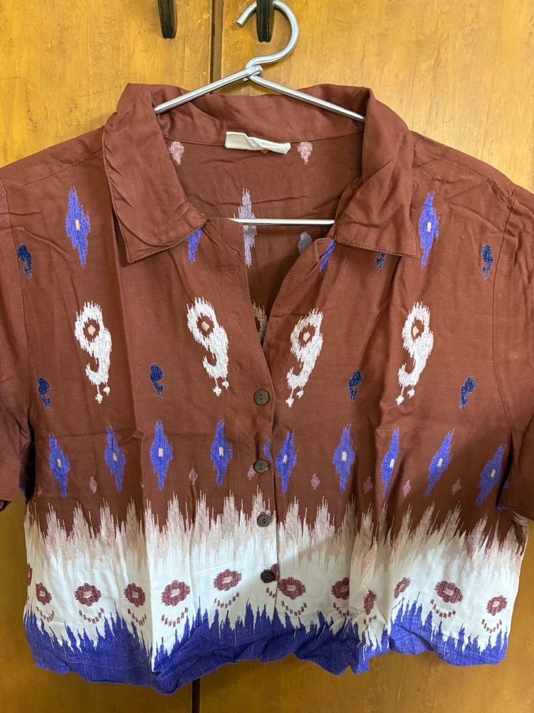 Boho Print Button-Up Shirt