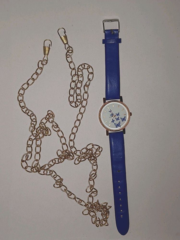 women hand bag chain &amp; watch