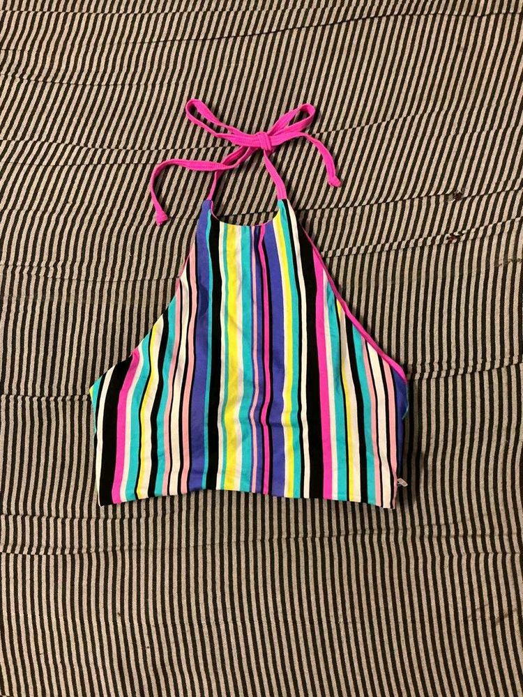 Striped Halter Bikini Top