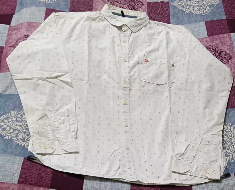 Men's White Printed Casual Shirt